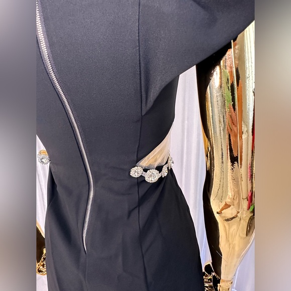 Power Shoulder Crystal Cut out  Baby Doll Dress - Picture 7 of 7